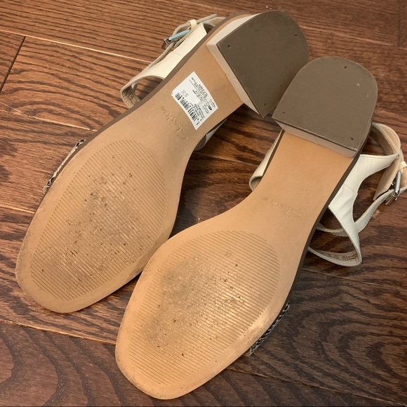🆕🔥CLARKS Leather White&Snake Block Sandals-Sz10 - Picture 6 of 6